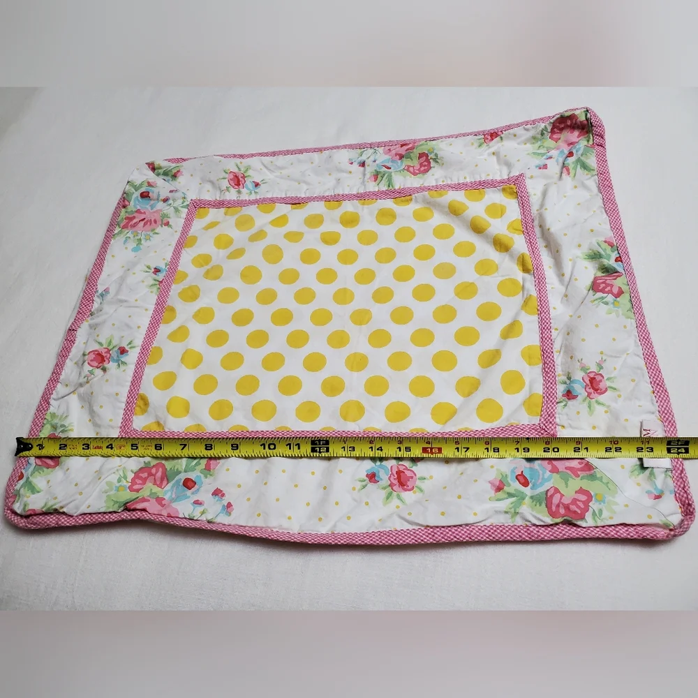 Rare Room Seven 2 Piece Sham Set Floral Print With Yellow Polka Dot's Boho Chic